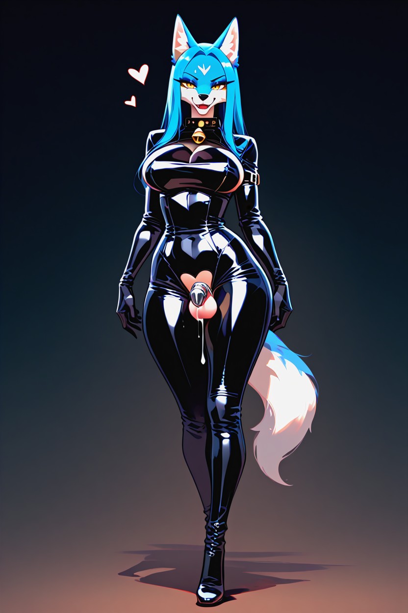 Smirk, 18+, Heart-shaped Black Chest Furry AI Porn