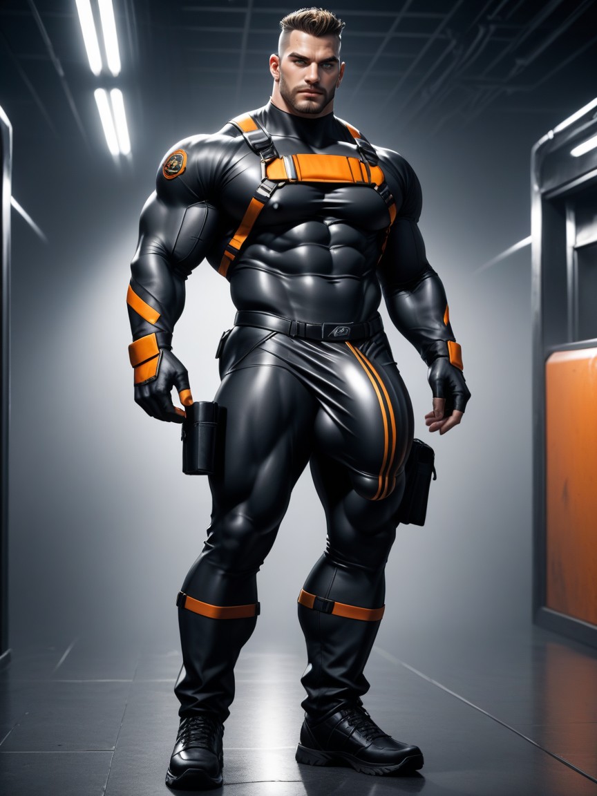 Holster On Thigh, Very Tight Form-fitting Clothing, Hyper Bulge Under Clothes AI同性戀黃片