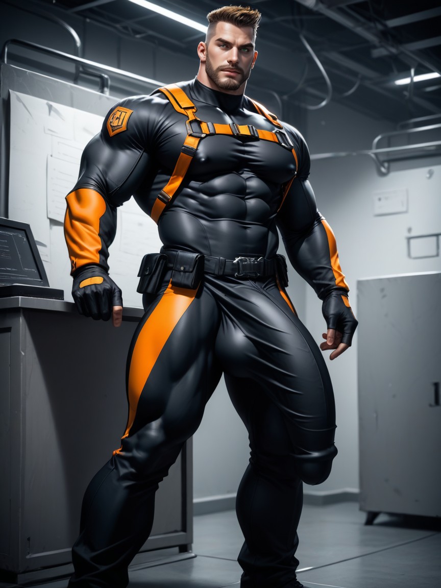 Model Pose, Huge Veiny Bulge Under Clothing, Muscle Daddy Physique AI同性戀黃片