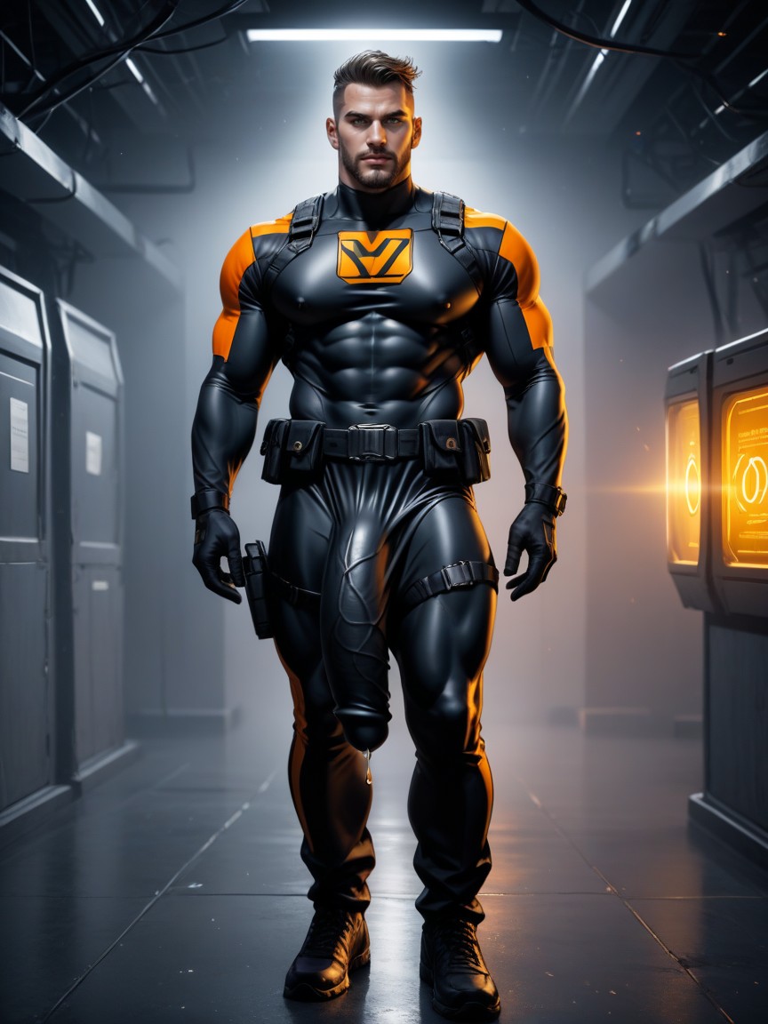Biohazard, Pénis Plus Grand Que Le Corps, Model Pose Porno IA Gay