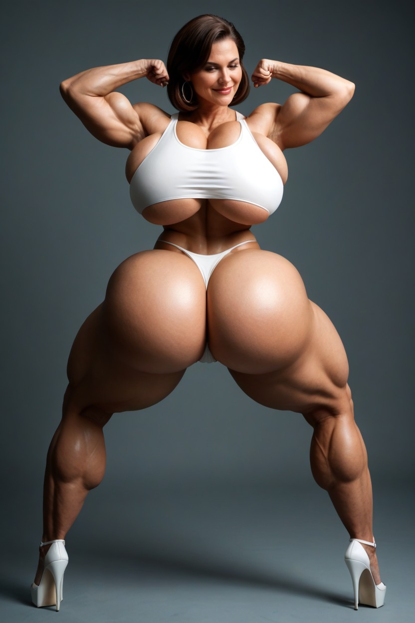 Front View, Perfect Eyes, Disproportionately Huge Ass MILF AI Porn