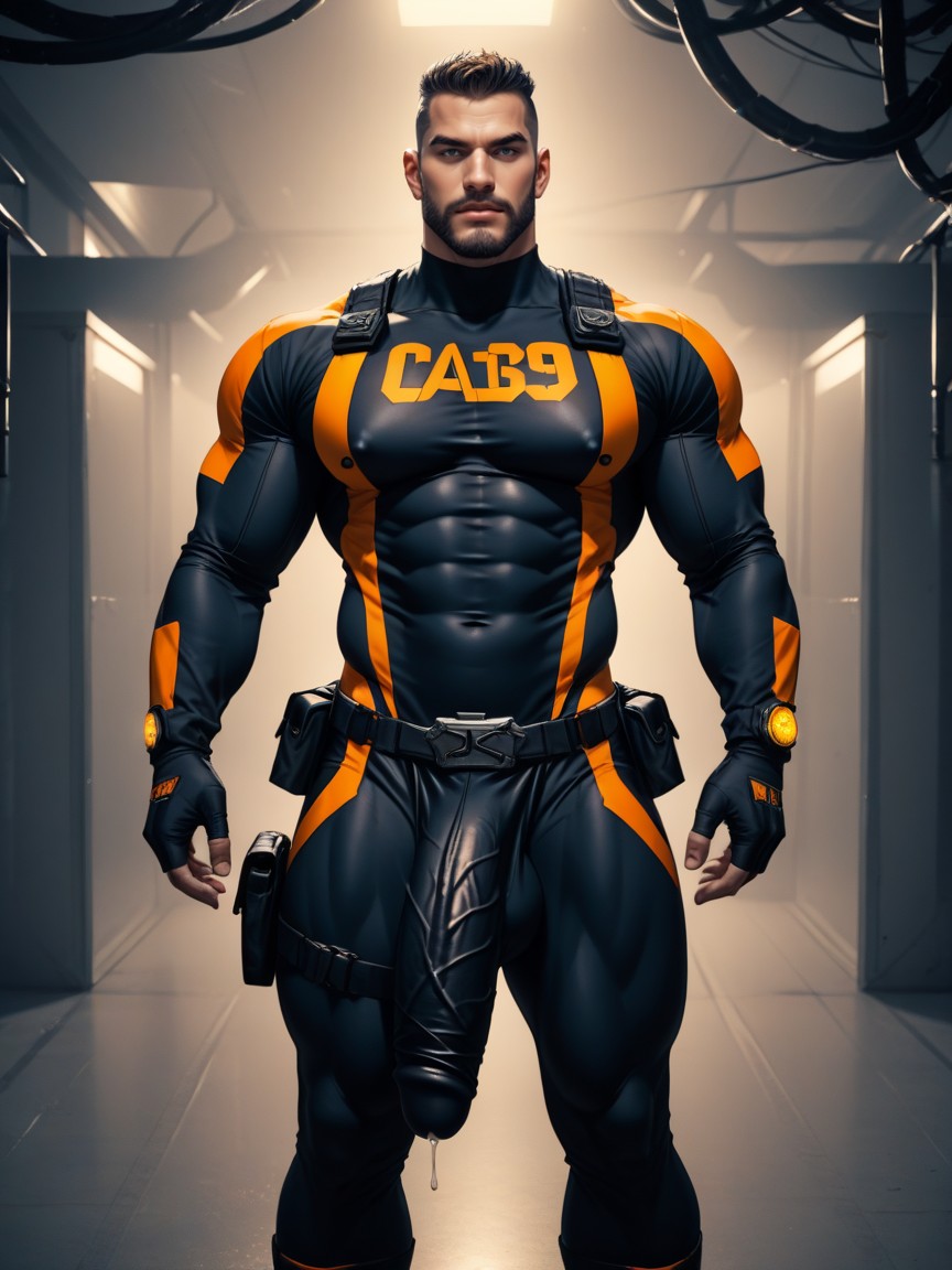 Background Is An Underground Government Research Laboratory, Radiation, Very Muscular AI Gay Porn