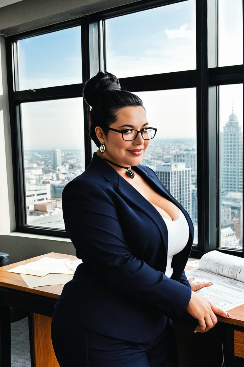 Thick Glossy Lips, Intellectual, Confident Smile BBW AI Porn