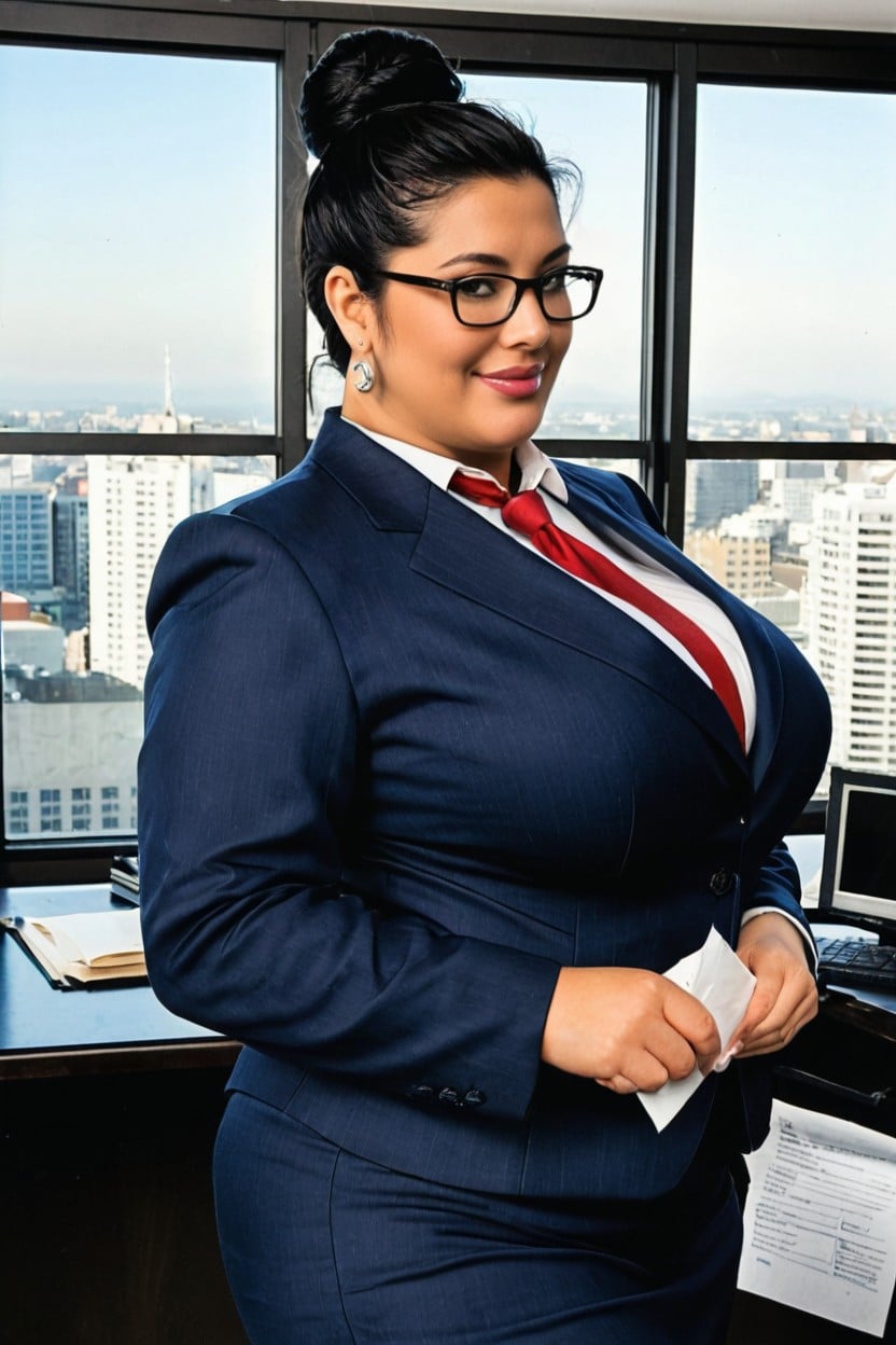 Hold The Paper In One Hand, Confident Smile, High Bun Porno BBW IA