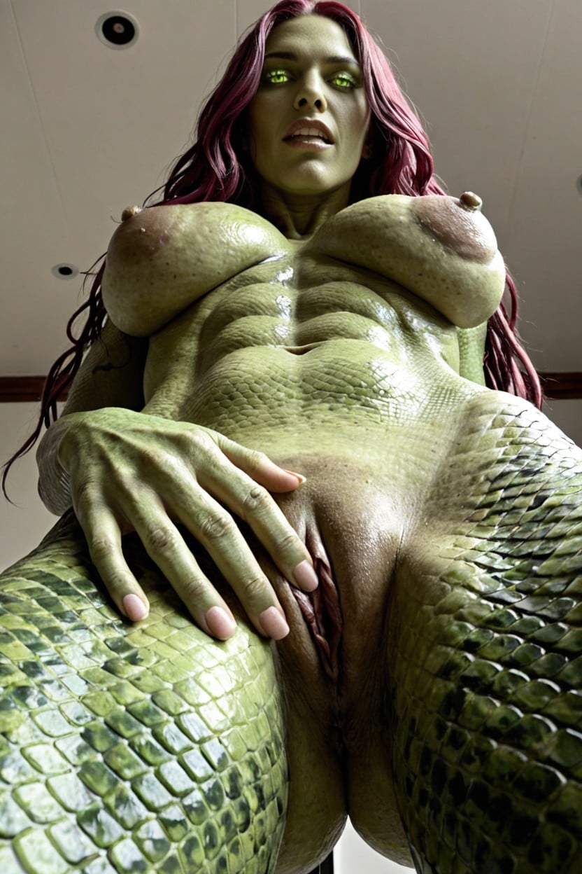 Fitness Bubble Butt, Scales Over Entire Body, Close Up AI Porn