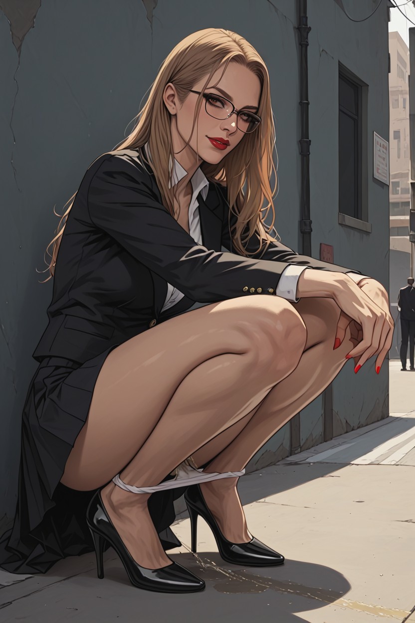 Eyeliner, Sunny Day, Caught Peeing Backyard In Desolate Place Porno IA Hentai