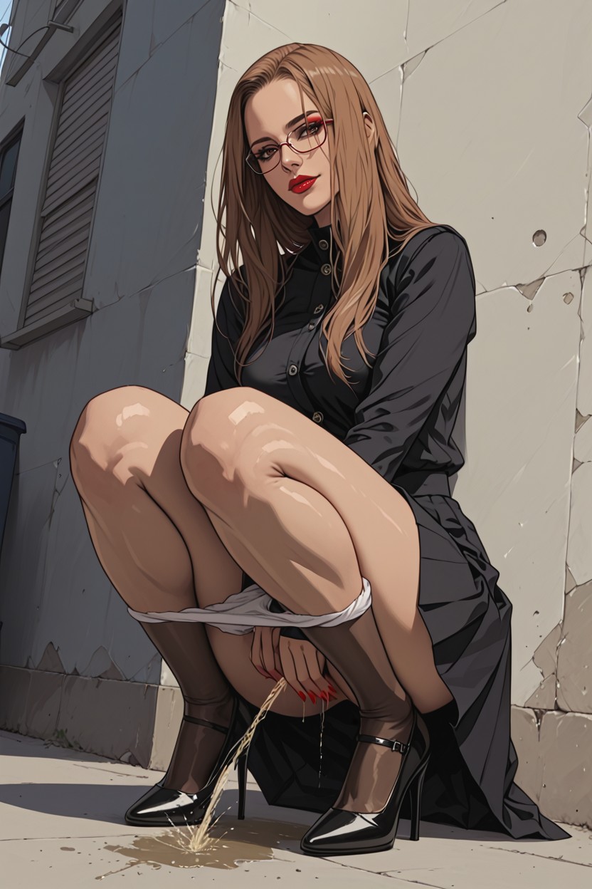Sexy Beautiful Legs, Garbage Bin, Red Nails Porno IA Hentai