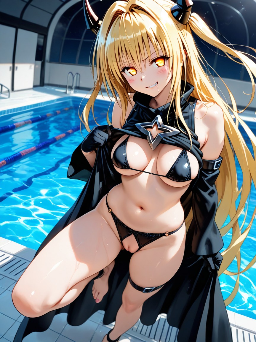 Sonrisa Burlona, Vista Frontal, Hanging Golden Pupils Hentai IA