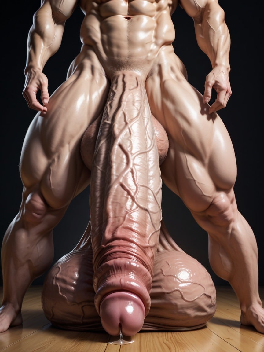 Close Up Of A Flaccid Penis With Enormous Veiny Testicles, Huge Glans, Cock Focus Pornografia gay com IA