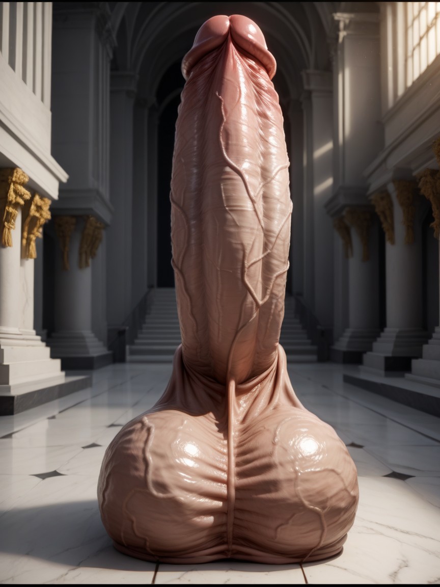 Close Up Of A Flaccid Penis With Enormous Veiny Testicles, Gigantic Balls, Huge Cock Tip ゲイAIポルノ