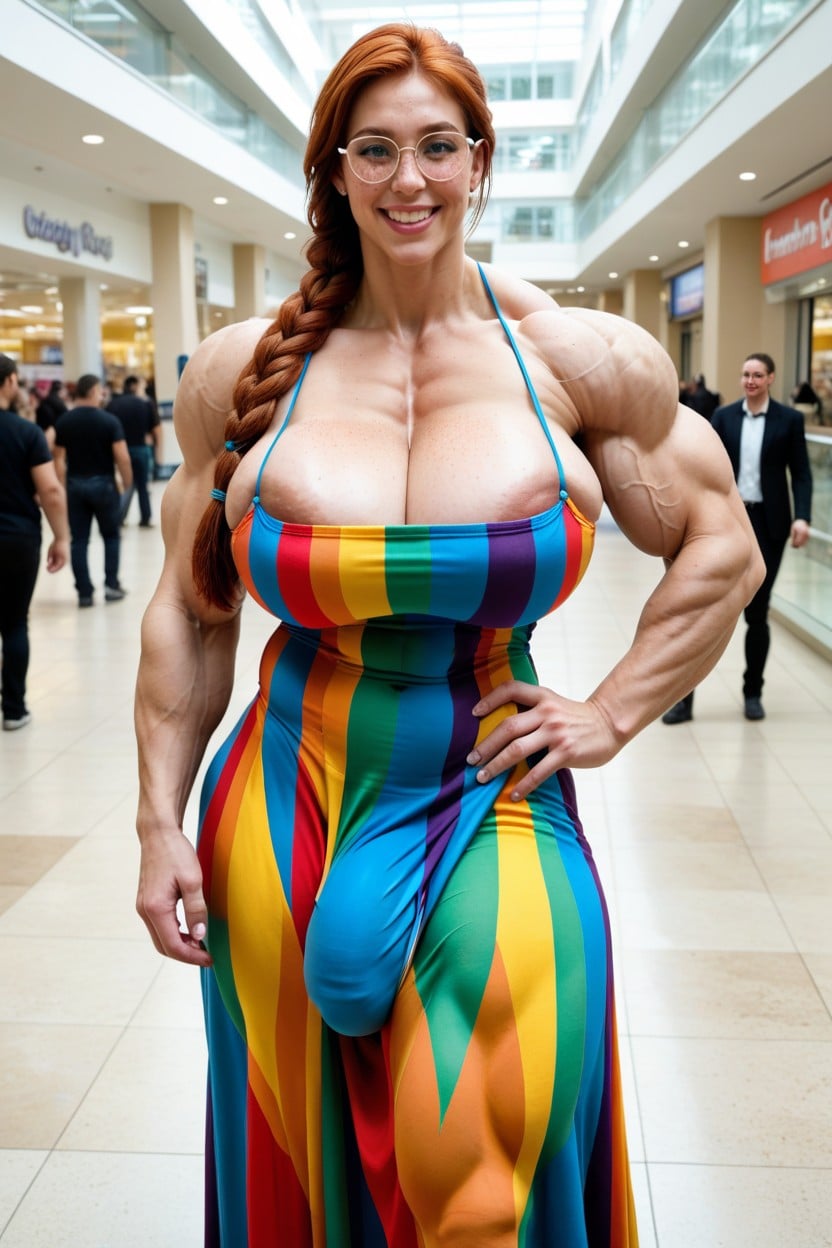 One Ultra Long Braid, Gigantic Serratus Anterior, Welcome Pose Shemale AI Porn