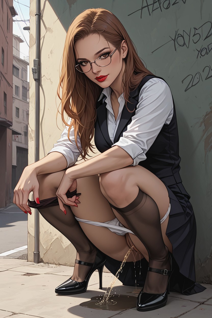 Eyes Rolled, Sexy Beautiful Legs, Backyard Porno IA Hentai