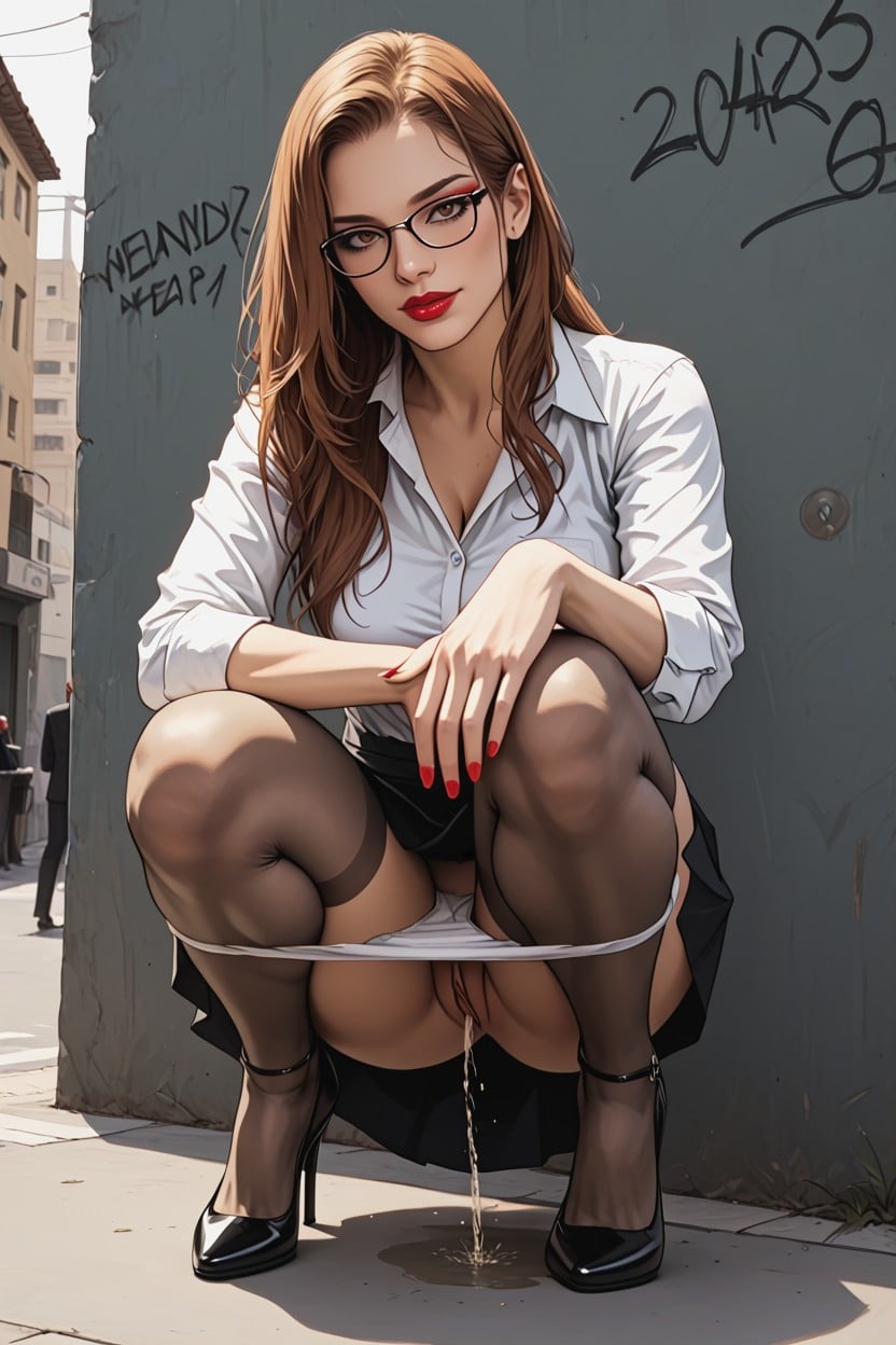 18+, Squatting, Brown Eyes Hentai AI Porn