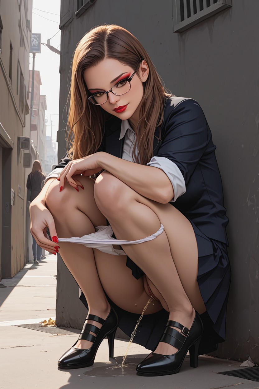 Seductive Skirt Topping Legs, Trash On Ground, 18+ Porno IA Hentai