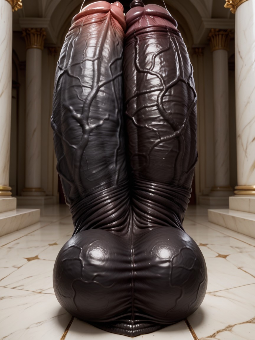 Glans Head Is Bigger Than Cock Shaft, Girthy Thick Gigantic Black Penis, Photorealism Shemale AI Porn