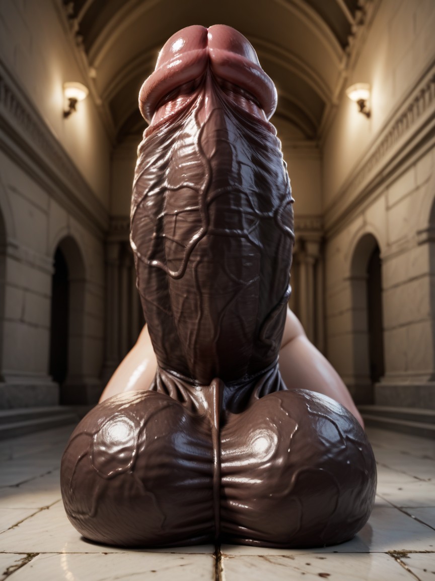 Detailed Black Cock, Massive Glans, Girthy Penis Shemale AI Porn