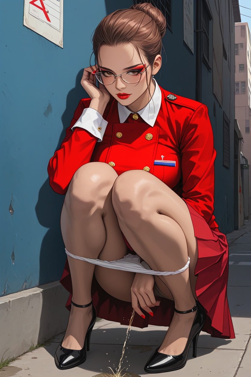 Sexy Beautiful Legs, Flight Attendant, Middle Distance View Hentai AI Porn