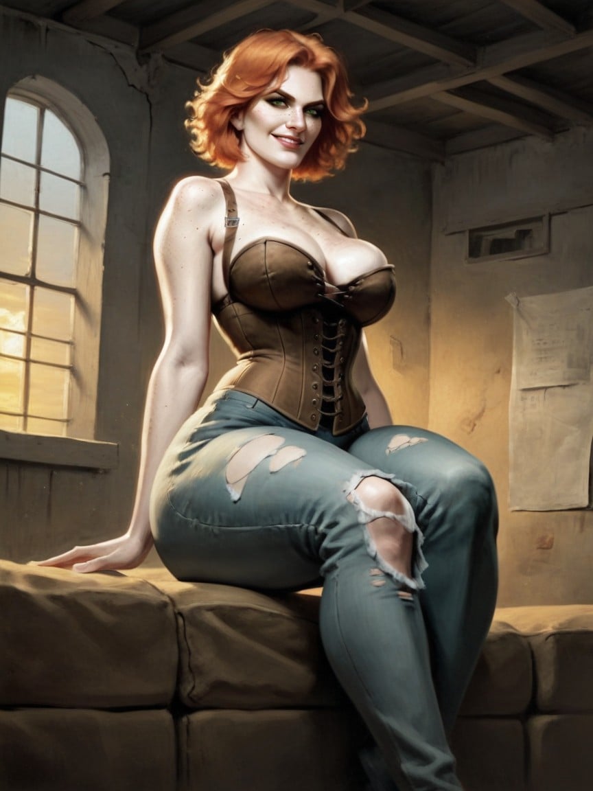 Body, Cleavage, Sunset AI Porn