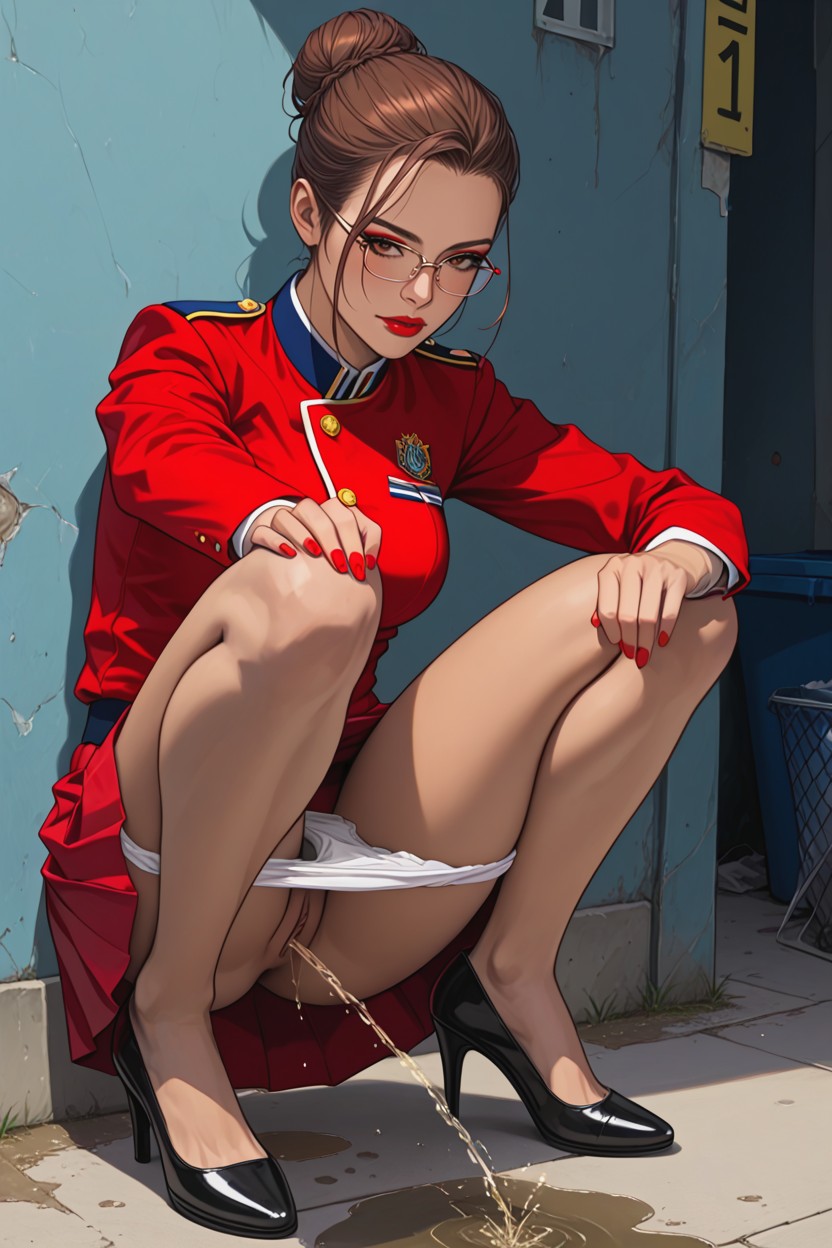 En Forme, Spreaded Legs In Free Natural Squat Pose Peeing, Squatting And Peeing Against Wall Porno IA Hentai