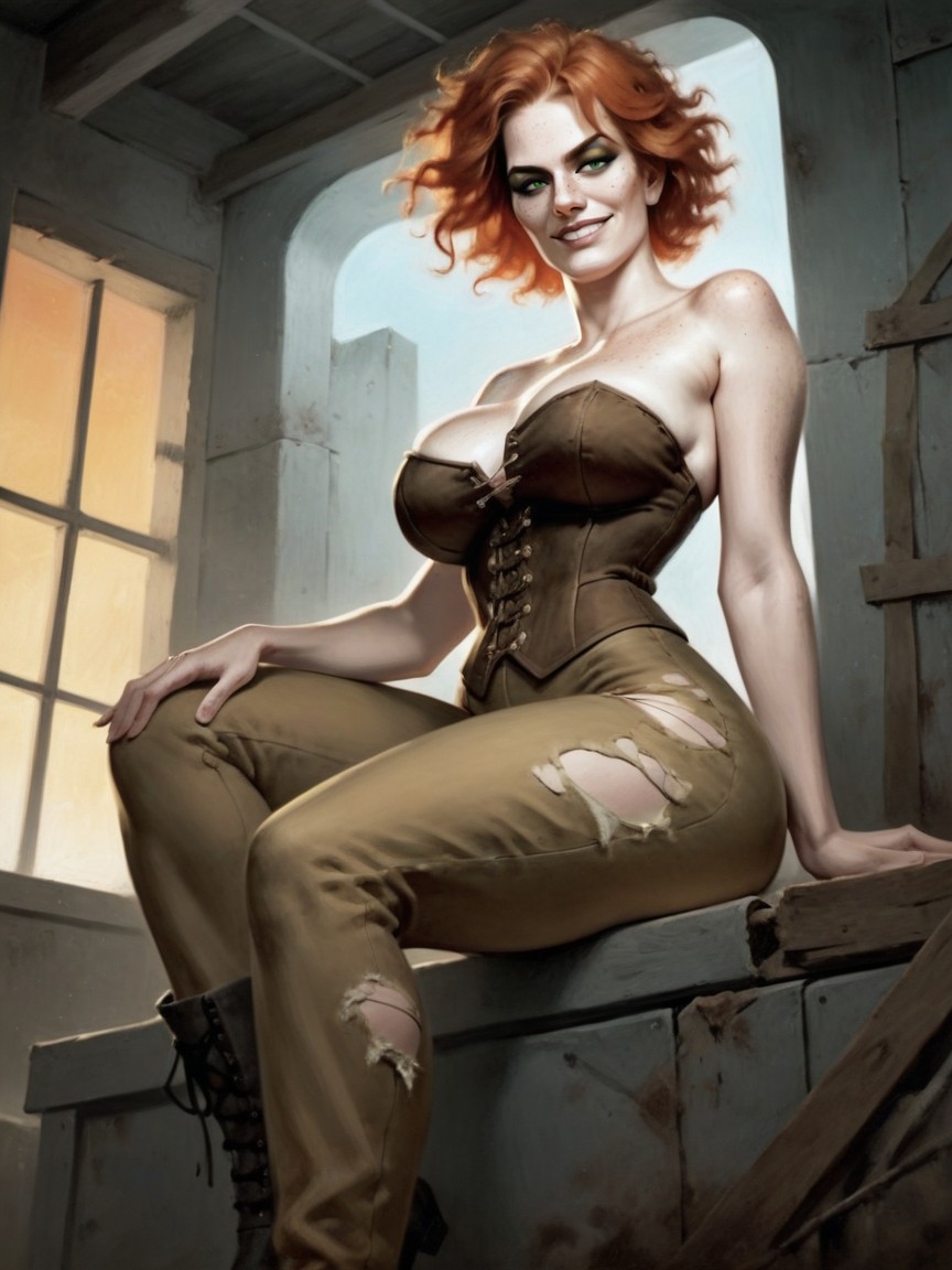 Smirk, Cleavage, Torn Clothes AI Porn