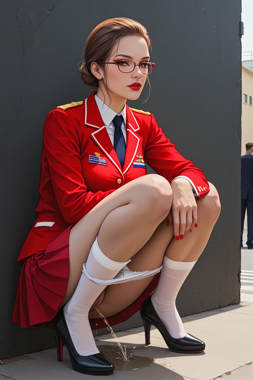 棕色眼睛, Desperately Peeing, Squatting AI黃漫
