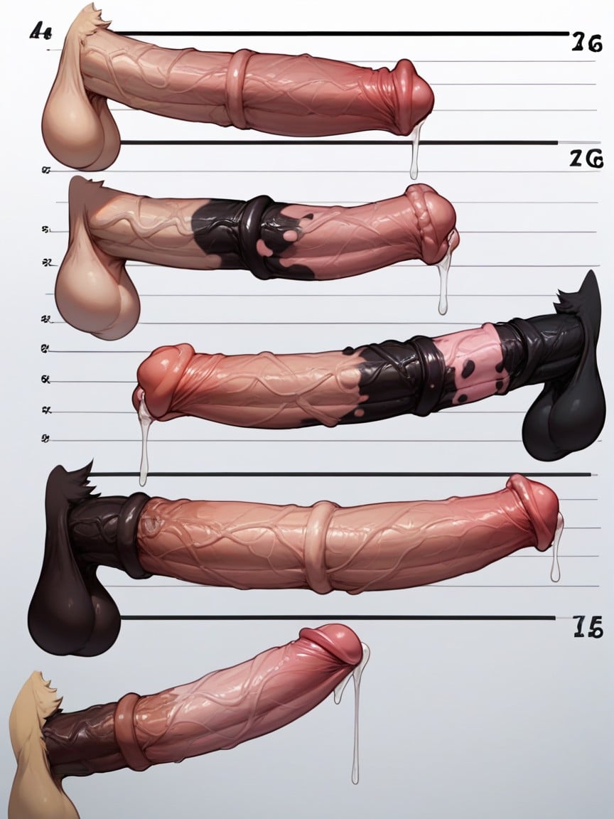 Side View Cock Comparison, Chart, Pony Cock Furry AI Porn