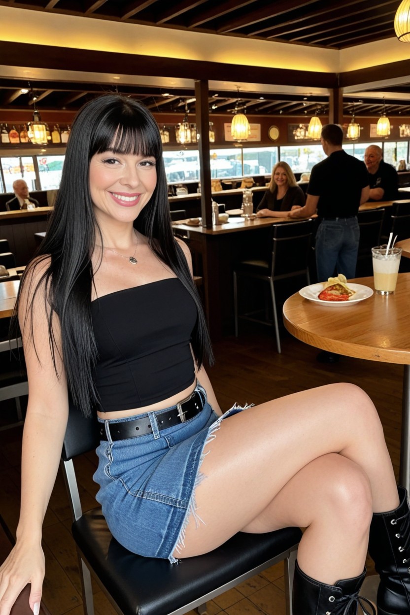 Goth, Thick Thighs, Small Breasts AI Porn