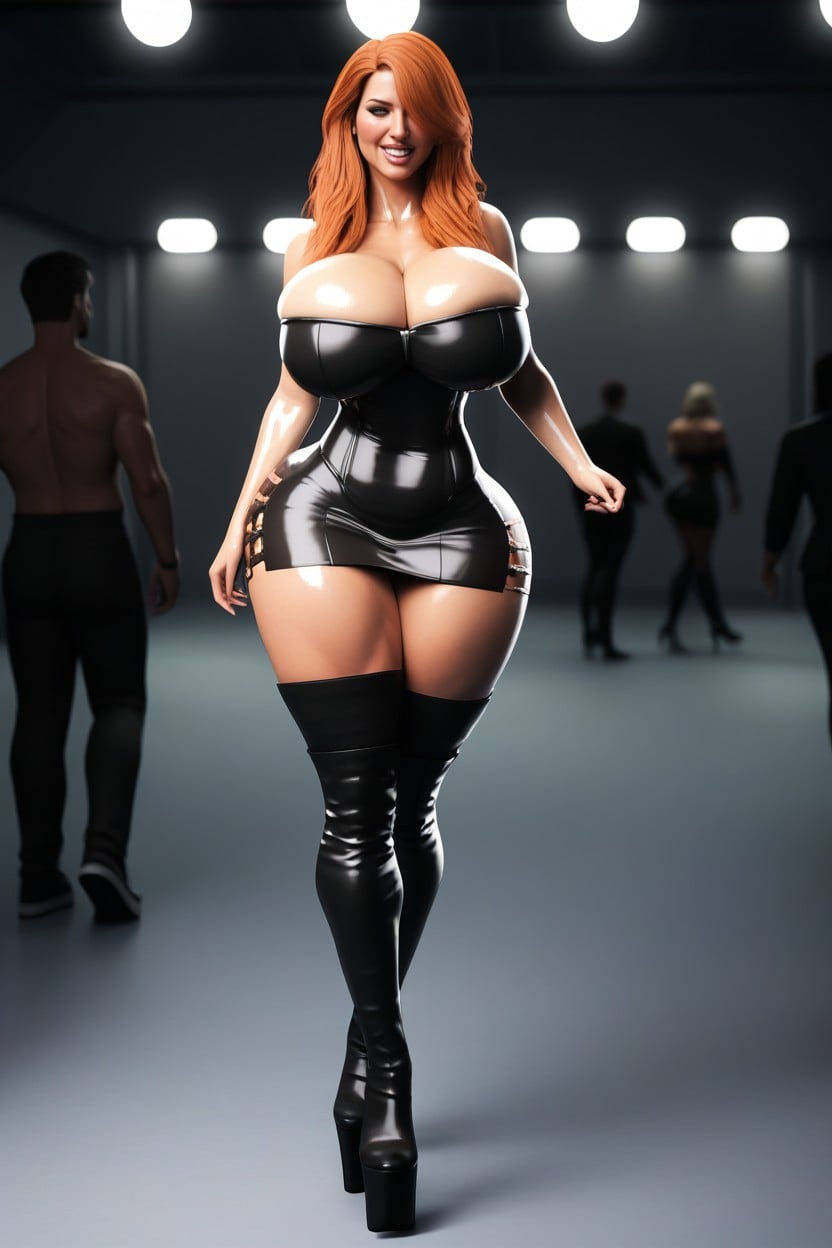 Walking, Voluptuous, Platform Stiletto MILF AI Porn