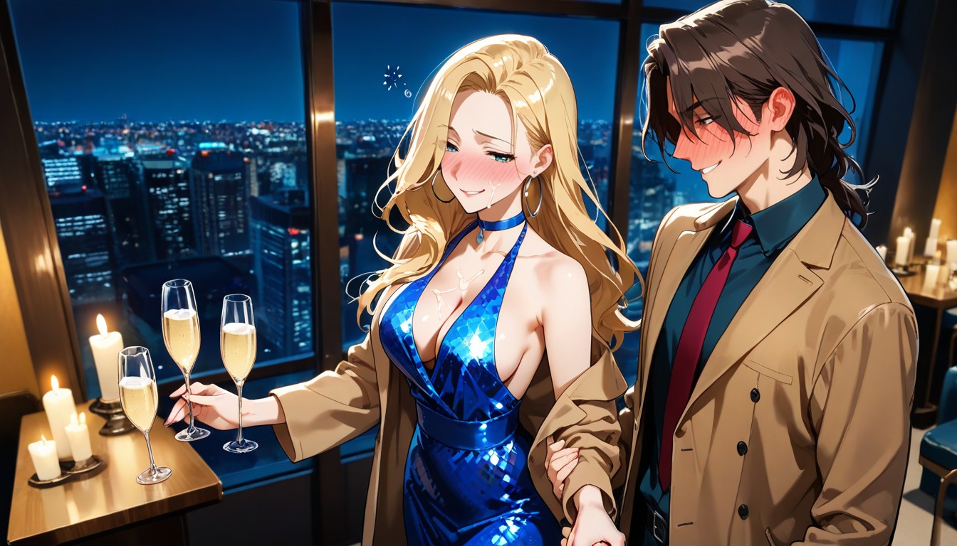 Flirting, Beautiful Woman And Handsome Man Walking Into Dinner Party, 18+ AI Porn