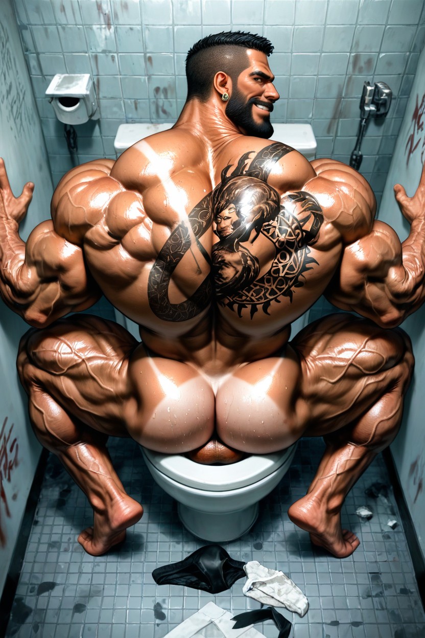 Hyper Muscular Body, Big Earrings, 側視圖 AI同性戀黃片