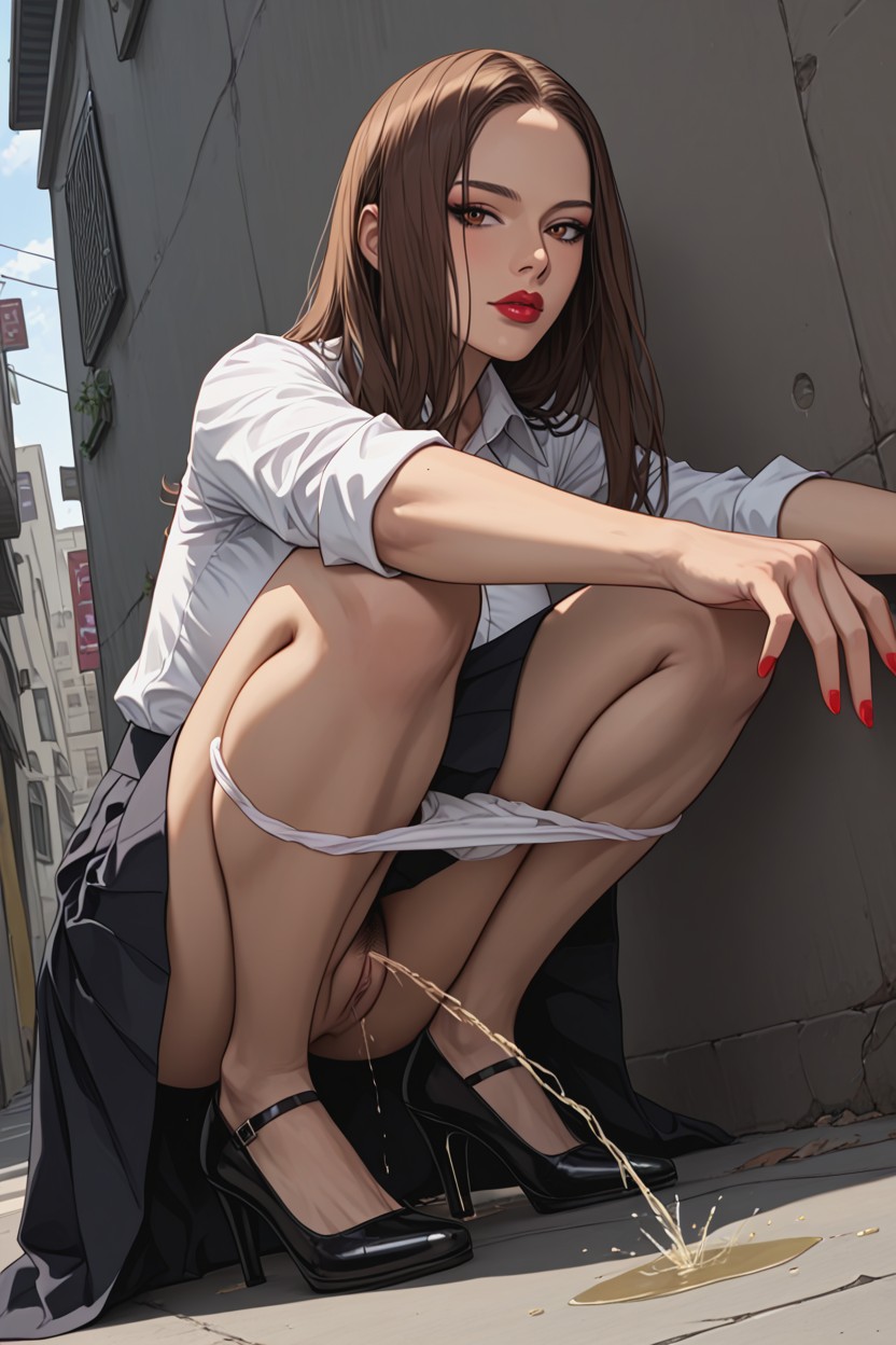 Sexy Beautiful Legs Covered With Skirt, Eyeliner, Alley Hentai KI Porno