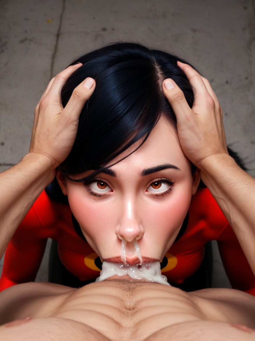 Extreme Ahegao Orgasm Face, Male Pushing Her Head For Deep Deepthroat, Italian AI Porn