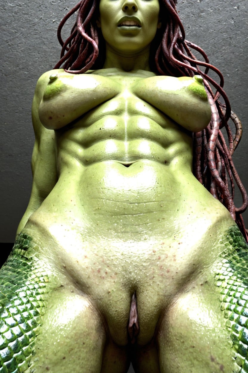 Scaley Skin, Scaled Tits, Bending Over Pussy On Display AI Porn