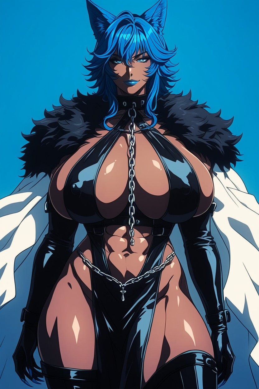 Big Thighs, Wolfears, Blue Hair Hentai IA pornografia