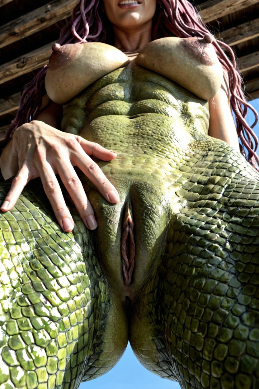 Green Skin, Bending Over, Green Scaley Skin AI Porn