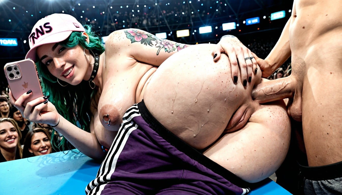 Purple Baggy Sweatpants, Posing With Shemale Cock By Face, Rounded Ass Shemale AI Porn