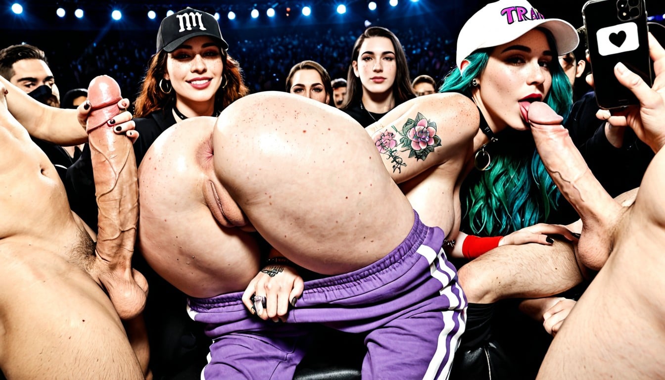 Gang Bang, Impossibly Long Hyper Penis, Mullet Hair Shemale AI Porn
