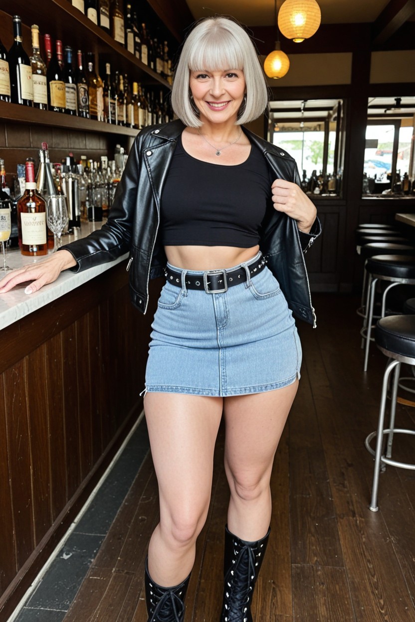Smiling, Black Combat Boots, Black Eyes AI Porn