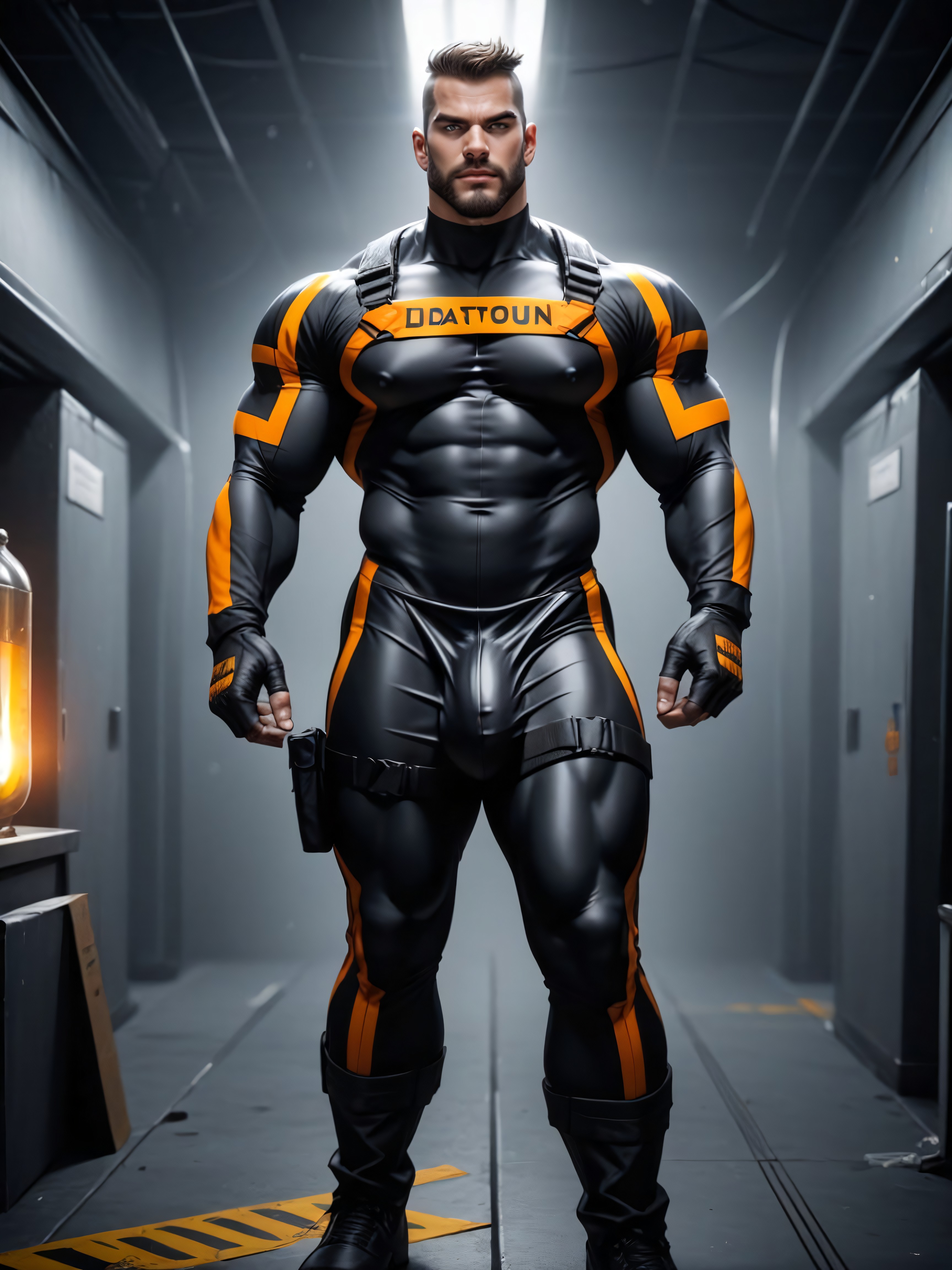 Caution, Beard, Full Body AI Gay Porn