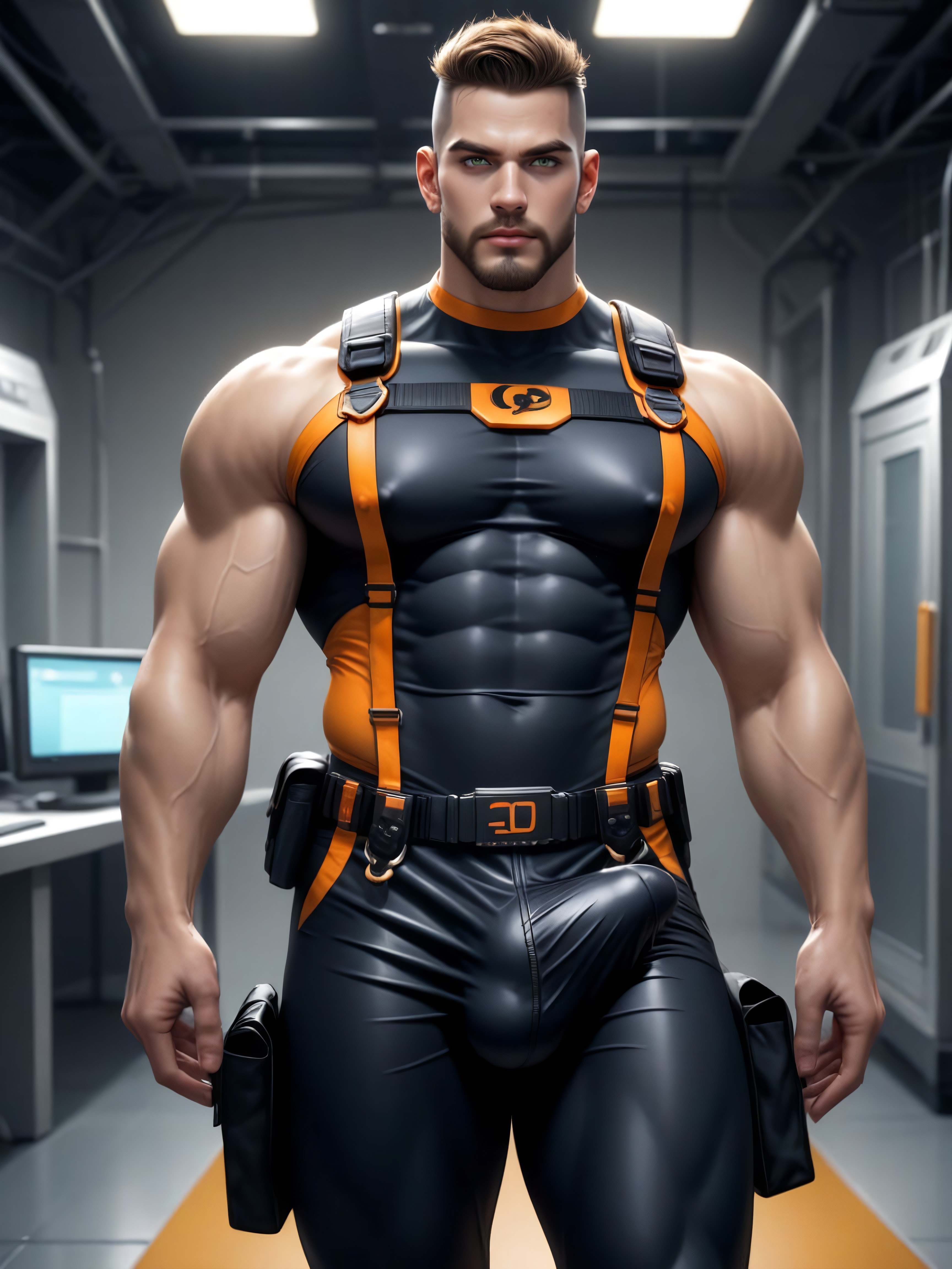Super Tight Second-skin Clothing, Very Muscular, Viewing Angle Bottom-up AI同性恋黄片