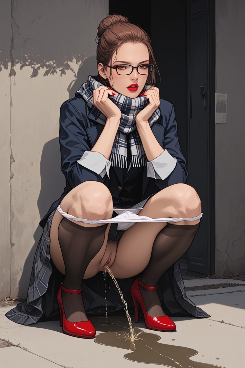 Dark Puddle, Three Quarters View, Cara Confundida Hentai IA