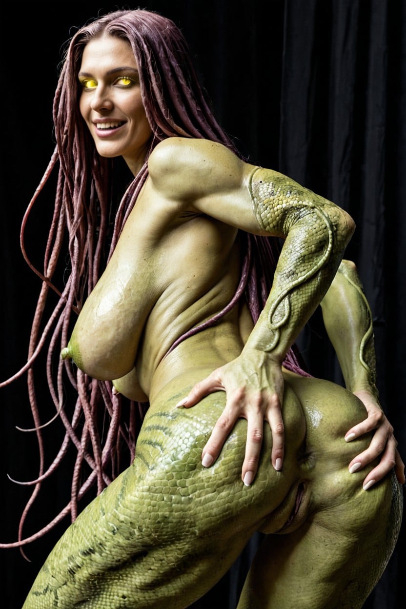 Ancient Greek Mythology, Culo Pequeño, Dark Green Scaled Nipples Porno IA