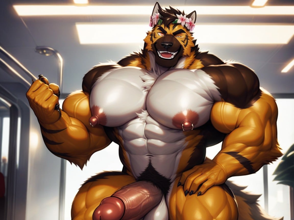 Facial Expression Both Dominant And, Huge Nipple, 18+ Furry AI Porn