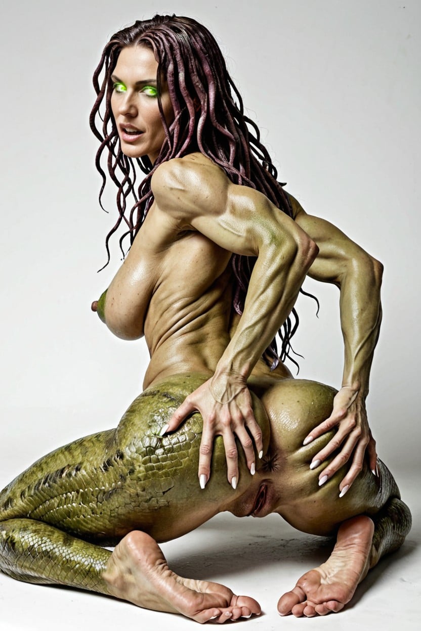 Serpent Skin, Glowing Eyes, Hyper Long Nipples Hyper Detailed Nipples AI Porn