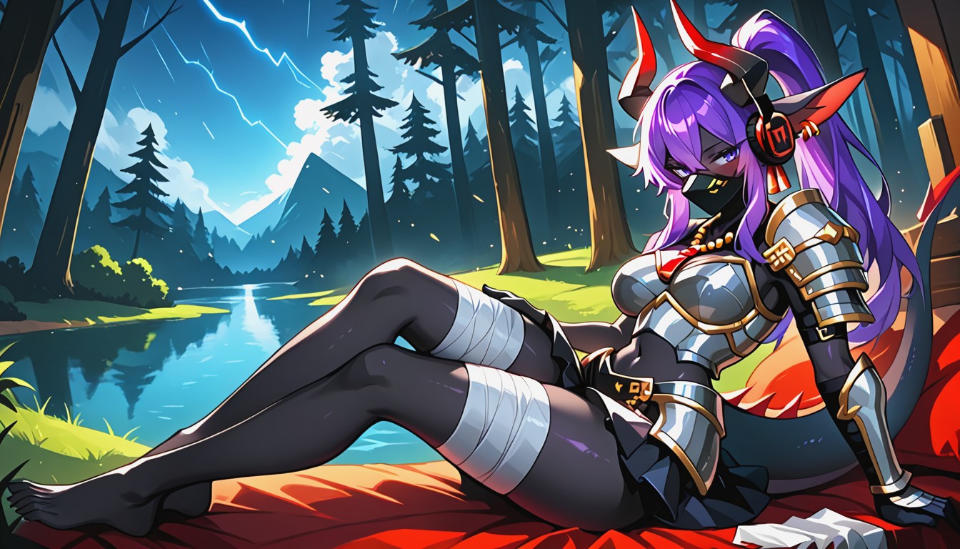 Black Armor, Armored Skirt, Face Mask Furry AI Porn