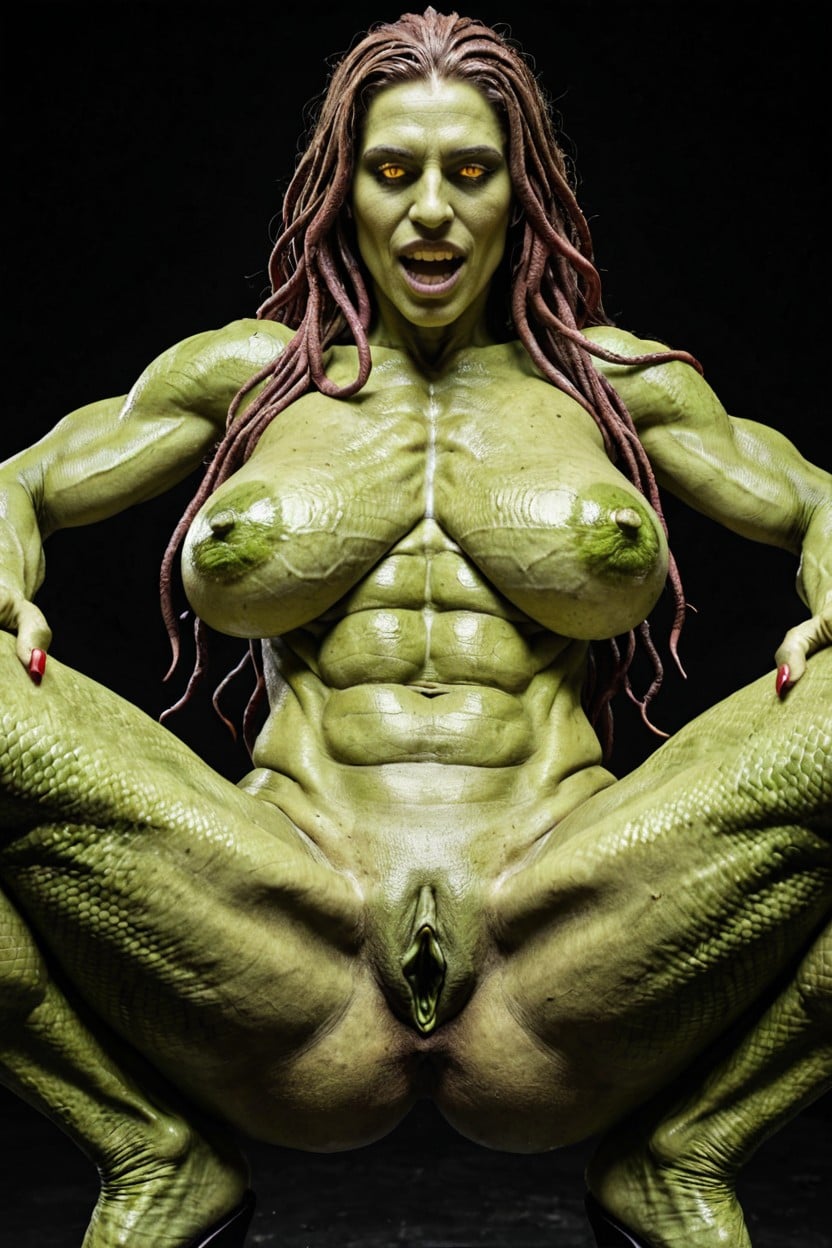 Scaley Skin On Tits And Nipples, Medusa, Medusa AI Porn