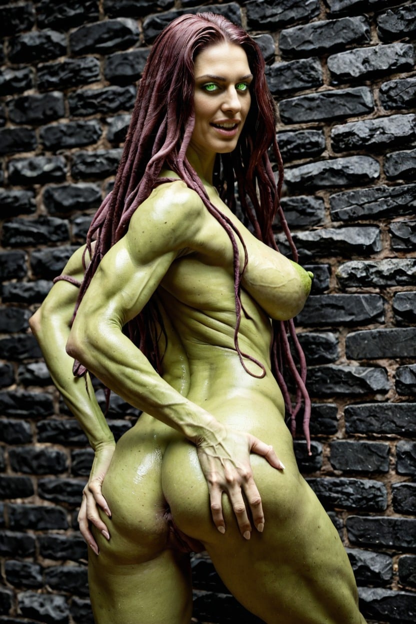 Dark Scaled Dimpled Areolas, Scaled Tits, Serpent Like Skin AI Porn