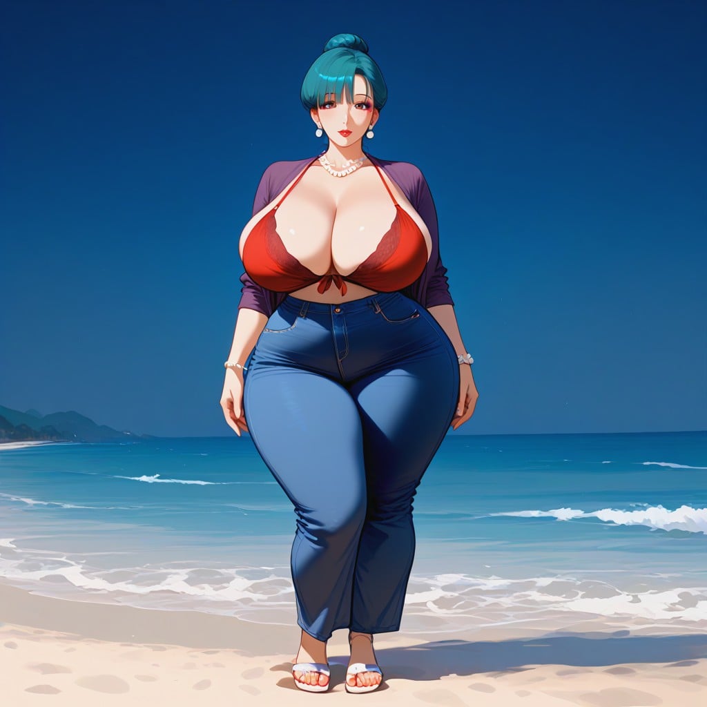 Bouncing Butt, Ass Bigger Than Torso, Outdoor Beach MILF AI Porn