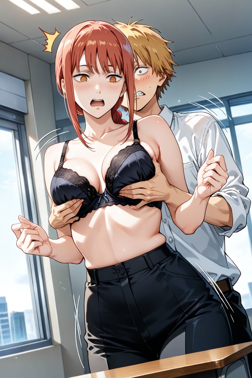 Bouncing Breast, Sexy Black Bra, Denji From Chainsaw Man Hentai AI Porn