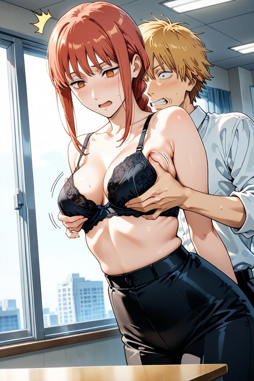 Makima Outfit, Makima Turns To Look At Denji From Behind, Makima From Chainsaw Man Hentai IA